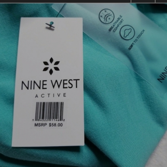 Nine West Active- Teal Sweatshirt with fishnet accent mid-sleeve. - Picture 9 of 9